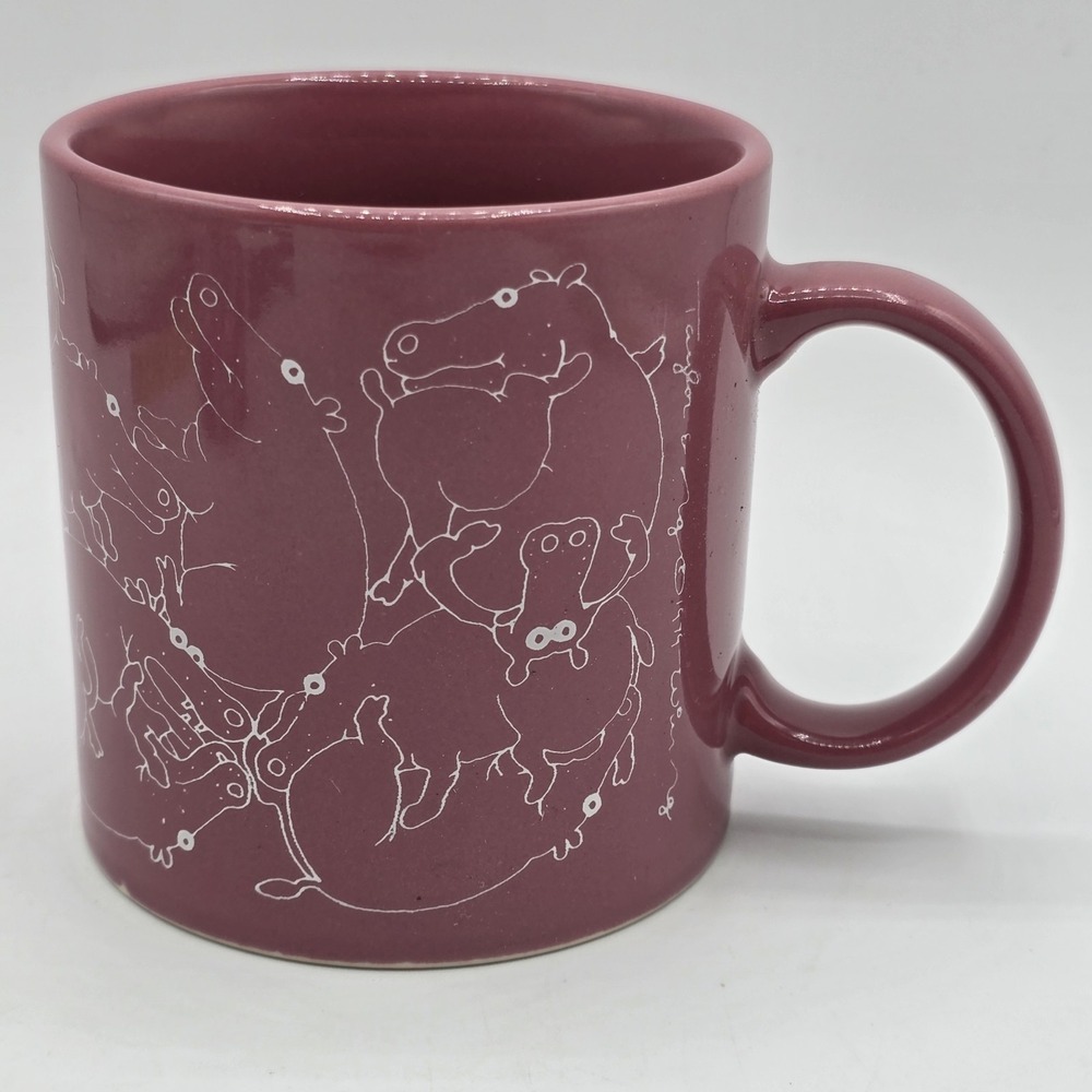 Taylor & NG Hippo Orgy Mug Naughty Hippopotamus Sexy Mug mauve to pink coloring
